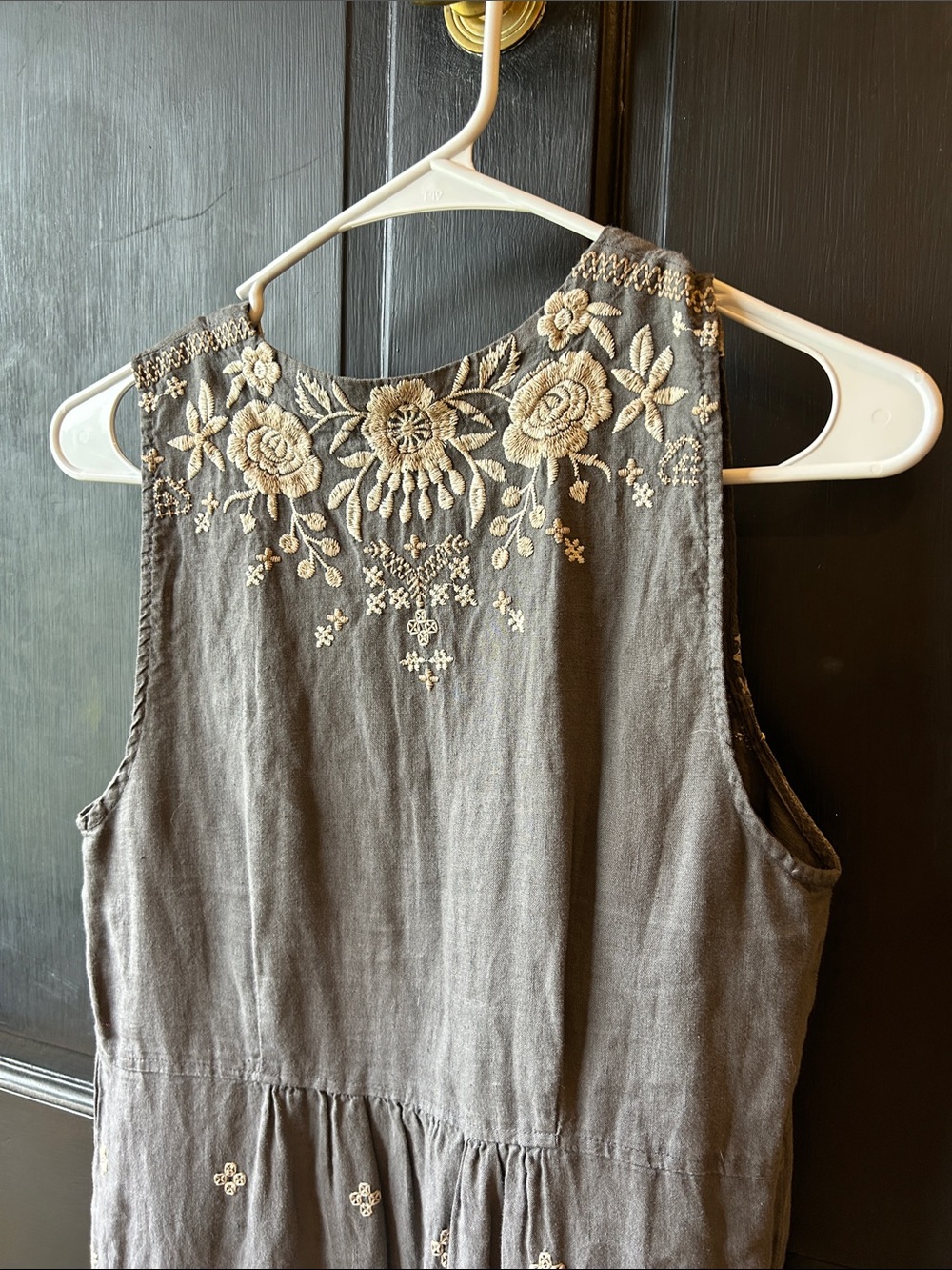 Johnny Was charcoal gray sleeveless embroidered cotton dress - Picture 6 of 9
